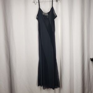 Fredericks of Hollywood Black Mesh Panel Maxi Chemise Nightgown Womens 1X
